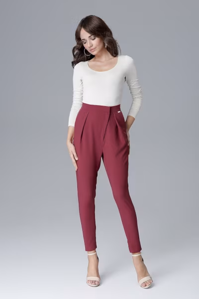 Spodnie Damskie Model L018 Bordo - Lenitif — zdjęcie 2
