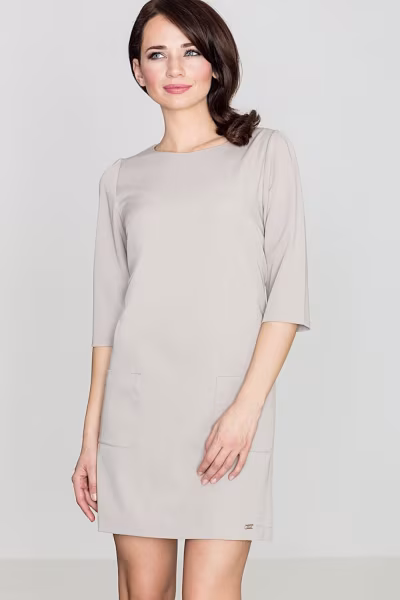 Sukienka Model K316 Beige - Lenitif — zdjęcie 1