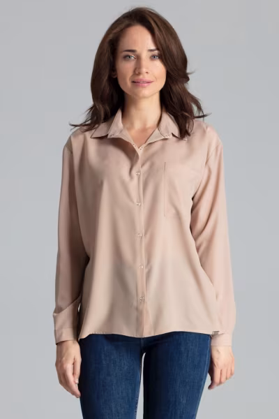 Koszula Damska Model L059 Beige - Lenitif — zdjęcie 1