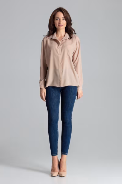 Koszula Damska Model L059 Beige - Lenitif — zdjęcie 2