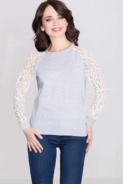 Bluzka Model K329 Grey/Ecru - Lenitif — zdjęcie 1