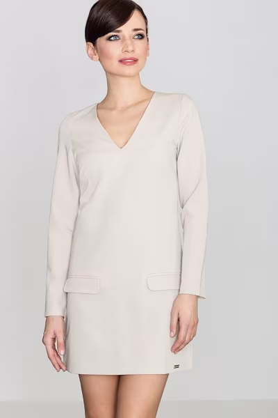Sukienka Model K373 Beige - Lenitif — zdjęcie 1