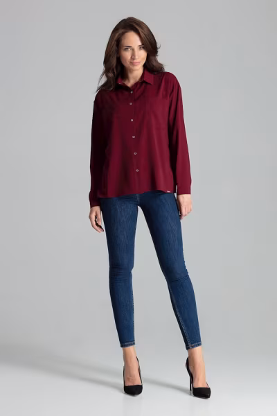Koszula Damska Model L059 Bordo - Lenitif — zdjęcie 2