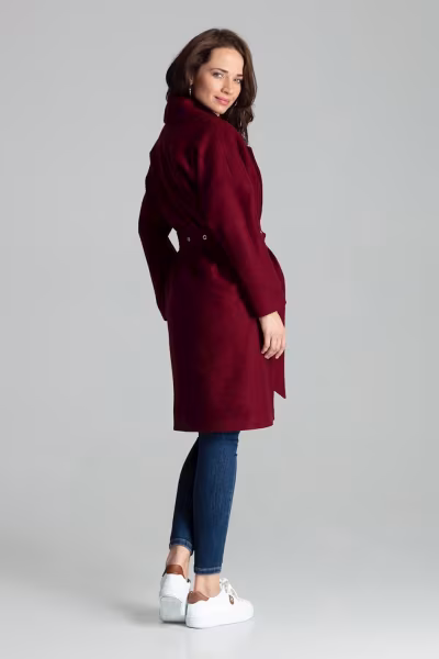 Płaszcz Damski Model L054 Bordo - Lenitif — zdjęcie 3