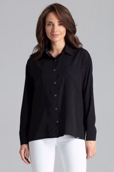 Koszula Damska Model L059 Black - Lenitif — zdjęcie 1