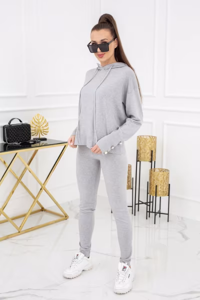 Spodnie Komplet Model Kim Pearl Buttons PU1121 Silver - Vittoria Ventini — zdjęcie 1