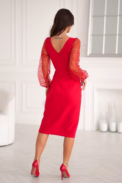 Sukienka Model 316-02 Red - Bicotone — zdjęcie 3
