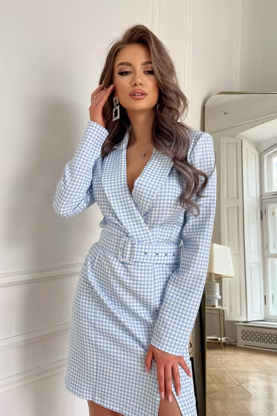 Sukienka Model 279-08 Baby blue/ White - Bicotone — zdjęcie 1