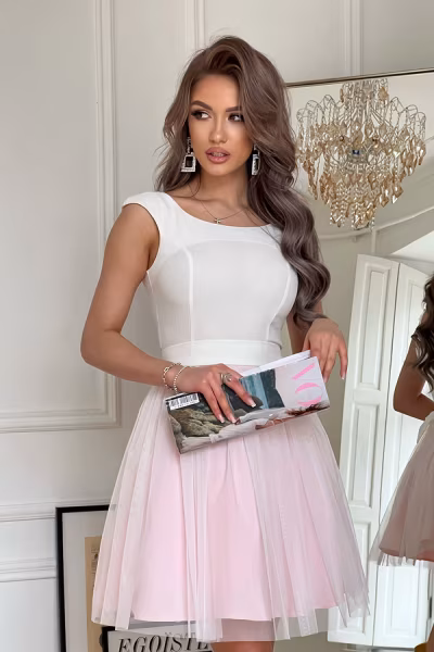 Sukienka Model 283-32 Ecru/Pink - Bicotone — zdjęcie 3