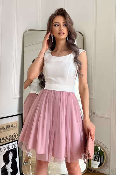 Sukienka Model 283-36 Ecru/Dirty_Pink - Bicotone — zdjęcie 1