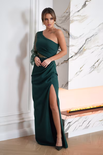 Sukienka Model 296-13 Bottle Green - Bicotone — zdjęcie 2