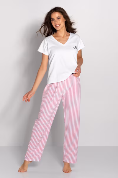 Piżama Damska Model Jennifer 223533 White/Pink - Momenti Per Me — zdjęcie 1