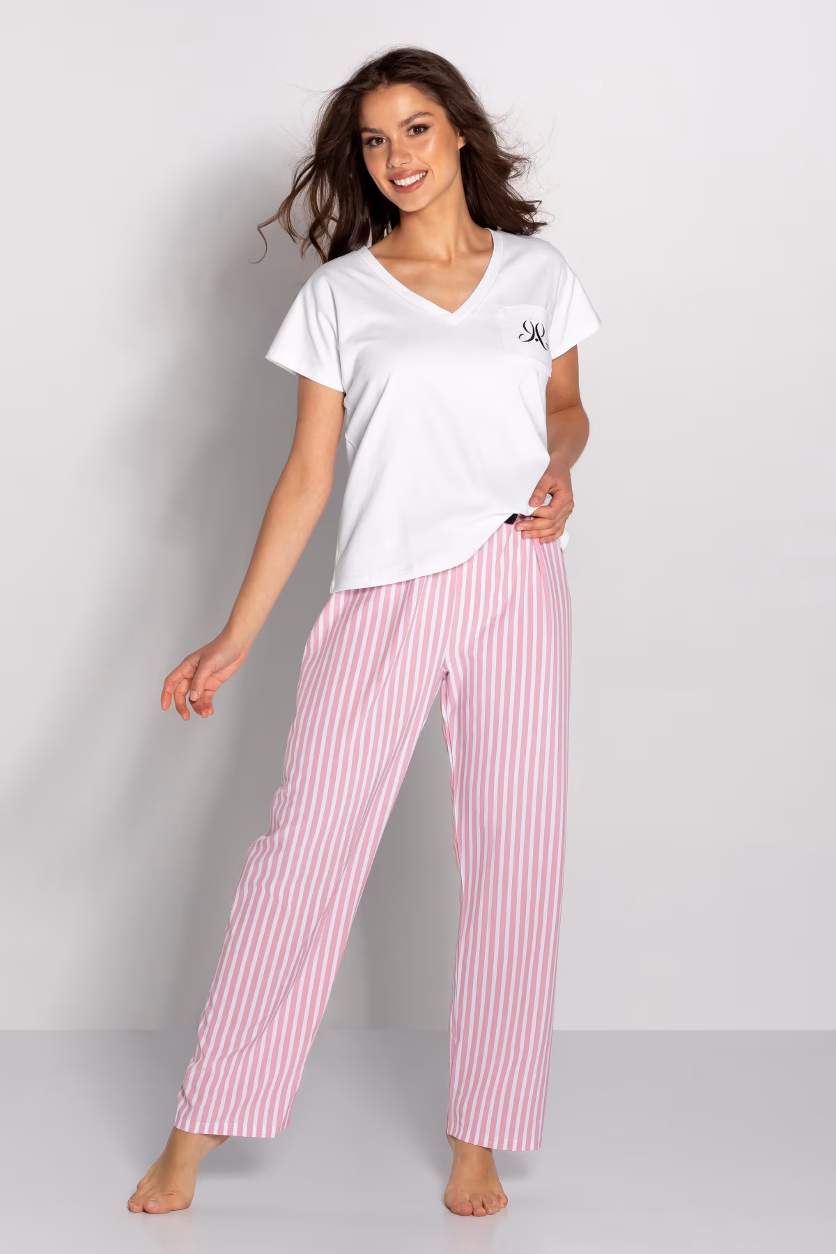 Piżama Damska Model Jennifer 223533 White/Pink - Momenti Per Me
