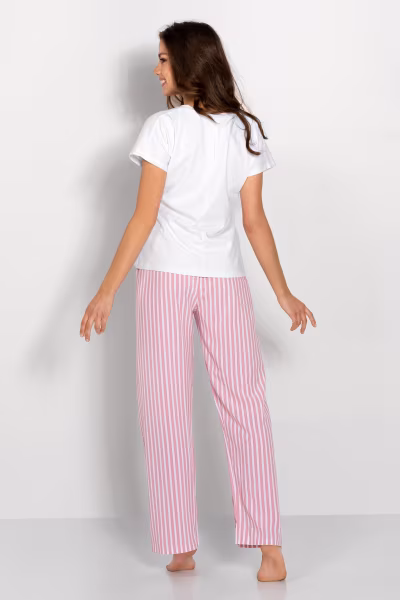 Piżama Damska Model Jennifer 223533 White/Pink - Momenti Per Me — zdjęcie 2