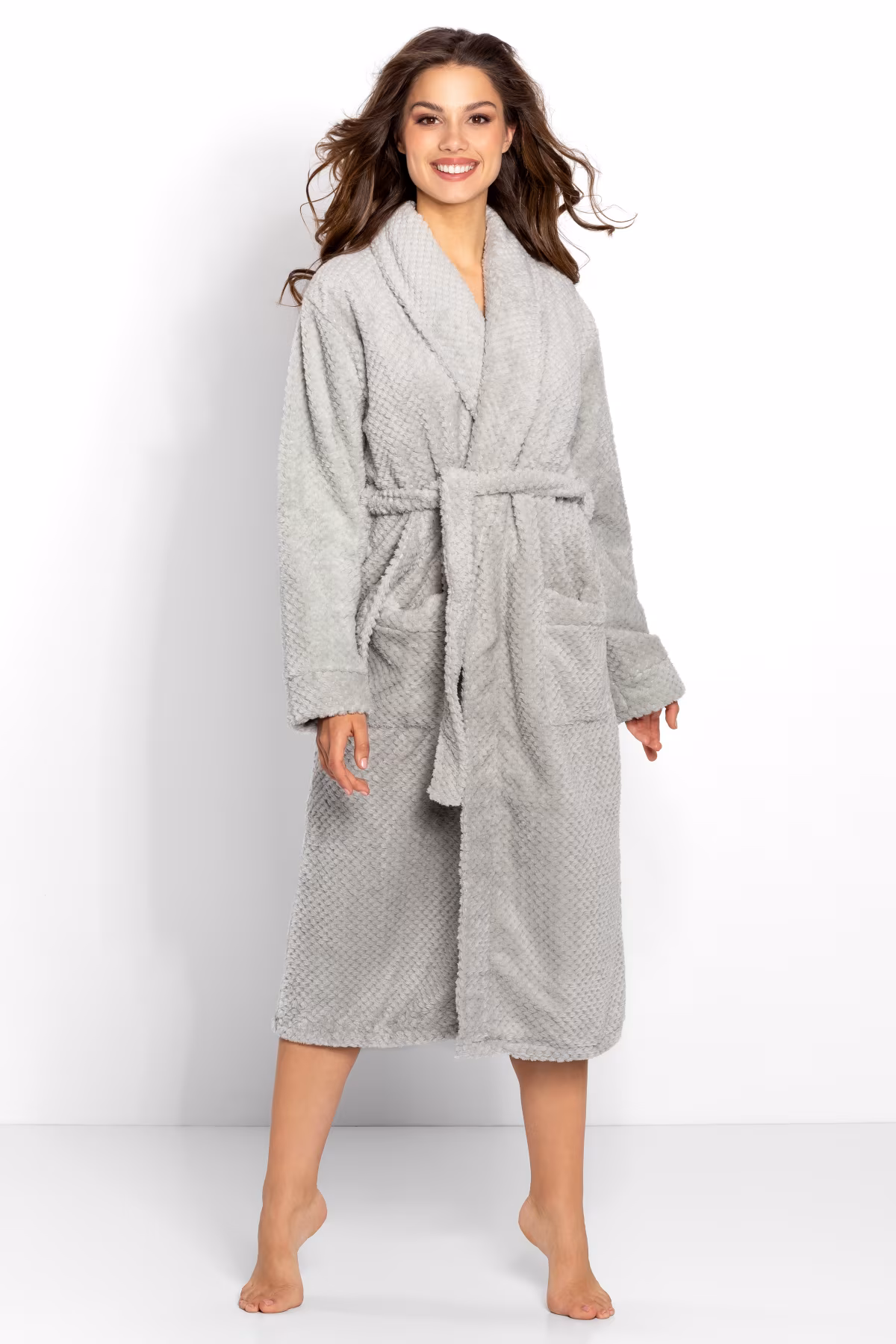 Szlafrok Damski Model Lauren 223341 Grey - Momenti Per Me