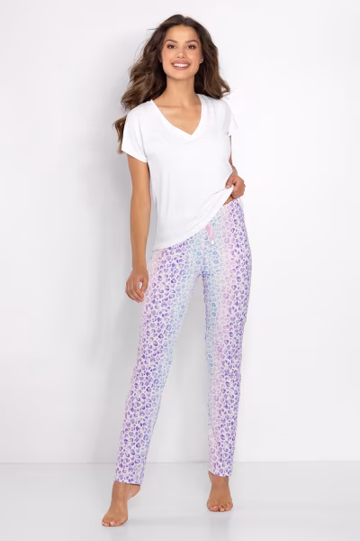 Piżama Damska Model Coco 223809 White/Lila - Momenti Per Me — zdjęcie 1