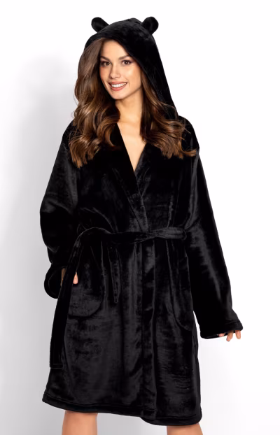 Szlafrok Damski Model Kitty 172557 Black - Momenti Per Me — zdjęcie 3