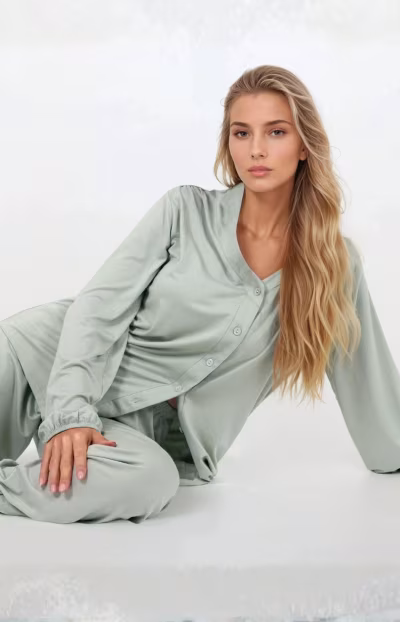 Piżama Damska Model Pure Harmony 223389 Mint - Momenti Per Me — zdjęcie 3