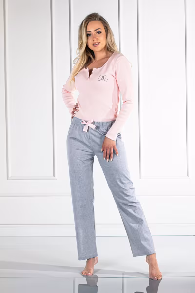 Piżama Damska Model Linda 179489 Pink/Grey - Momenti Per Me — zdjęcie 1