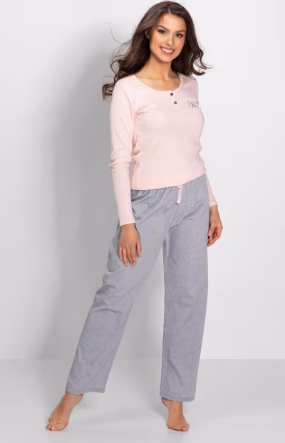 Piżama Damska Model Linda 179489 Pink/Grey - Momenti Per Me — zdjęcie 3
