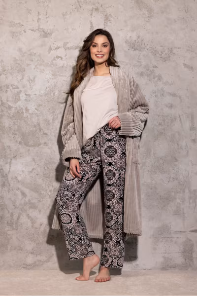 Piżama Damska Model La Boheme 223329 Beige - Momenti Per Me — zdjęcie 3