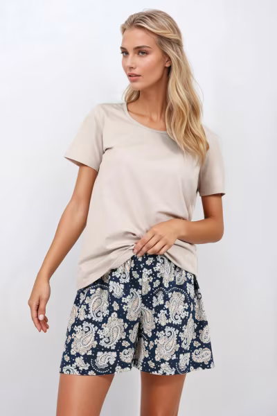 Piżama Damska Model Stardust 223860 Navy - Momenti Per Me — zdjęcie 1