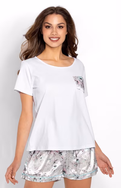 Piżama Damska Model Happiness 223815 White/Grey - Momenti Per Me — zdjęcie 3
