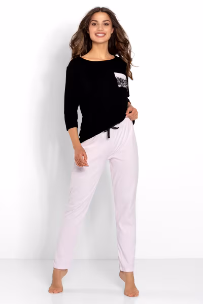 Piżama Damska Model Ashley 223845 Black/Pink - Momenti Per Me — zdjęcie 1