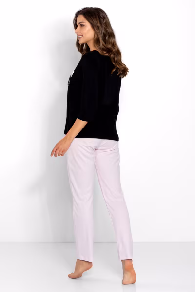 Piżama Damska Model Ashley 223845 Black/Pink - Momenti Per Me — zdjęcie 2