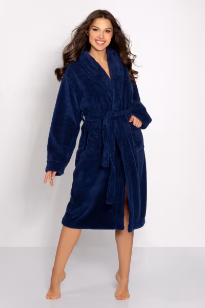 Szlafrok Damski Model Josephine Long 223386 Navy - Momenti Per Me — zdjęcie 1