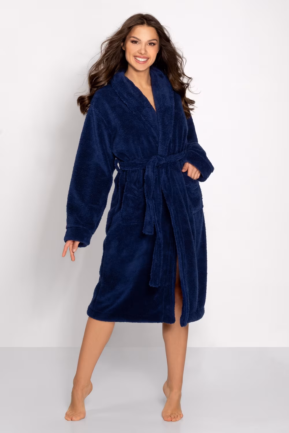 Szlafrok Damski Model Josephine Long 223386 Navy - Momenti Per Me