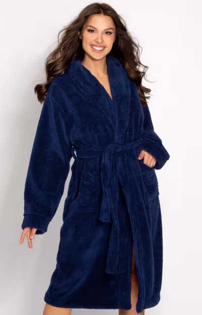 Szlafrok Damski Model Josephine Long 223386 Navy - Momenti Per Me — zdjęcie 3