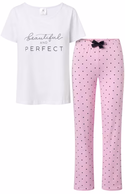 Piżama Damska Model Flawless 170006 White/Pink - Momenti Per Me — zdjęcie 3