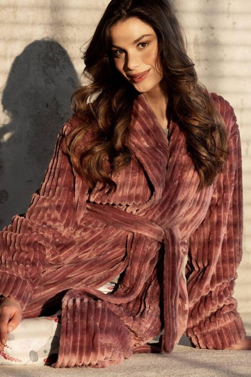 Szlafrok Damski Model One And Only 223467 Dark Pink - Momenti Per Me