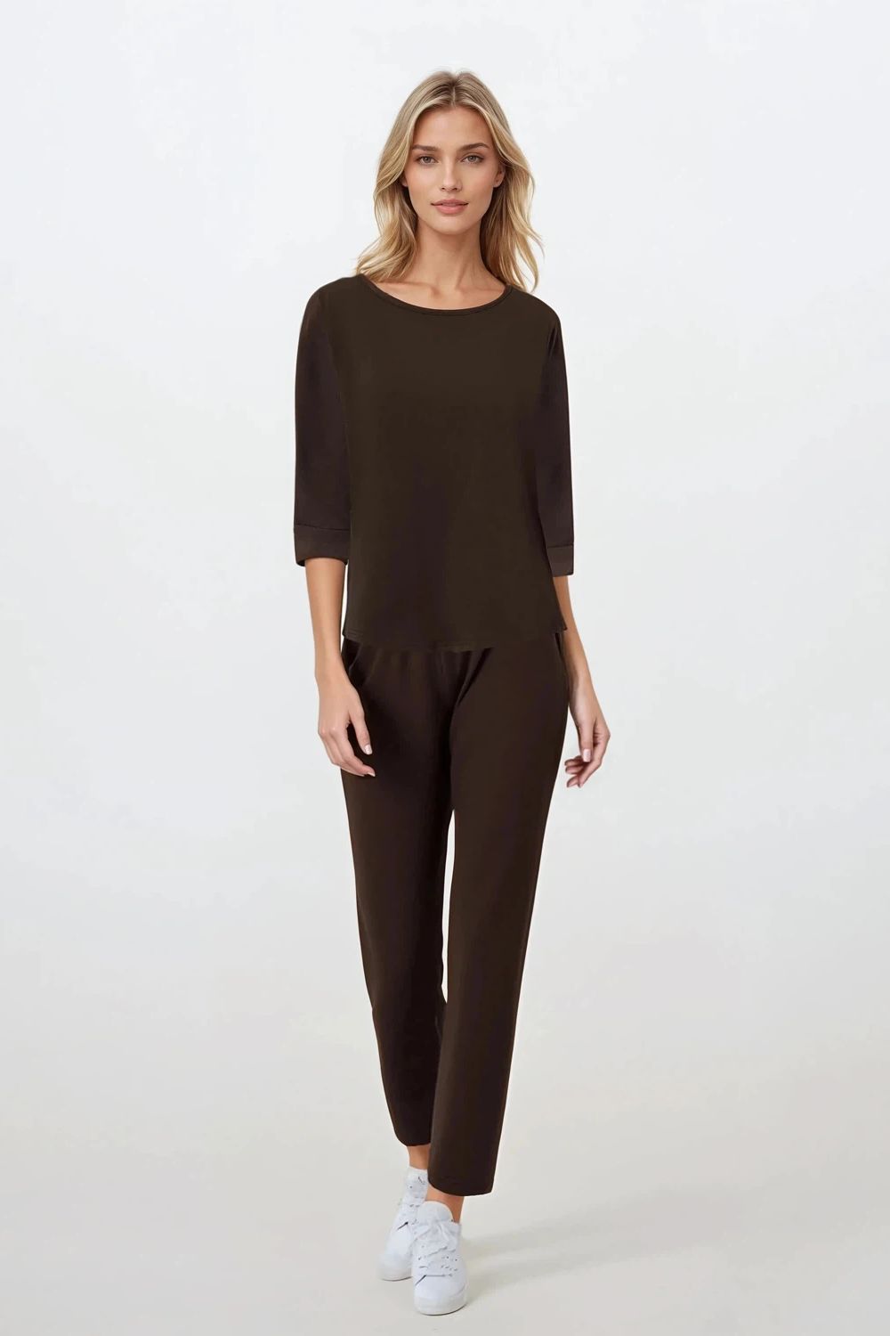 Piżama Damska Model Bonjour 217680 Espresso Chocolate - Momenti Per Me