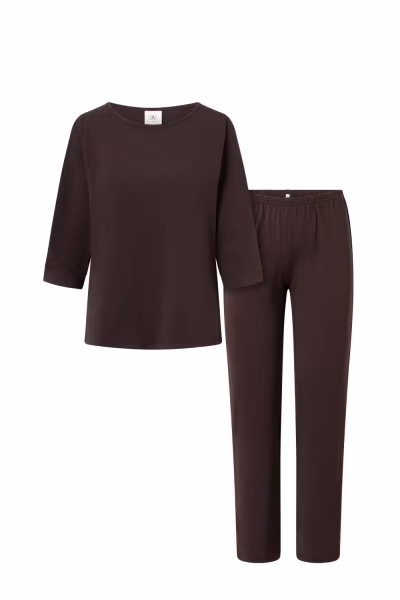 Piżama Damska Model Bonjour 217680 Espresso Chocolate - Momenti Per Me — zdjęcie 2