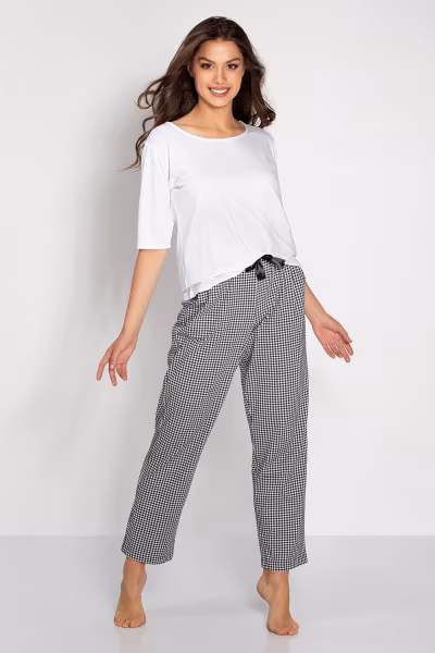Piżama Damska Model Alexandra 177096 White/Black - Momenti Per Me — zdjęcie 1