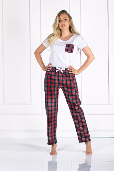 Piżama Damska Model Vivienne 175726 White/Red - Momenti Per Me — zdjęcie 1