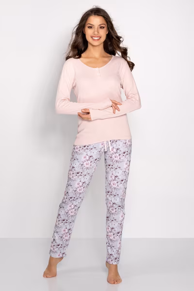 Piżama Damska Model Margarita 223785 Pink/Grey - Momenti Per Me — zdjęcie 1