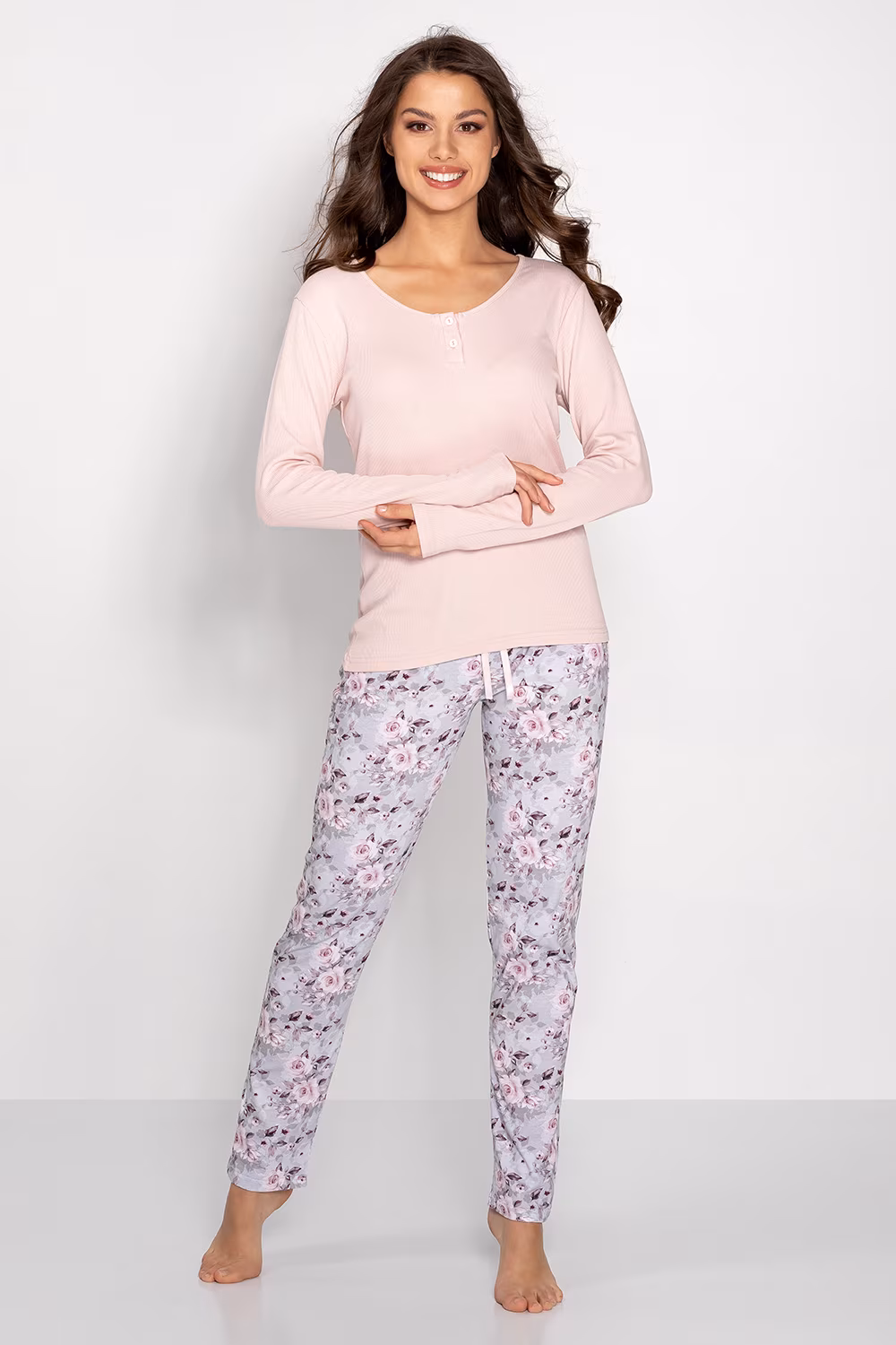 Piżama Damska Model Margarita 223785 Pink/Grey - Momenti Per Me