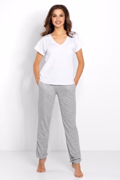 Piżama Komplet Model Chill Out 175686 White/Grey - Momenti Per Me — zdjęcie 1