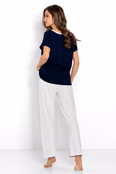 Piżama Damska Model Cindy 223554 Navy/Ecru - Momenti Per Me — zdjęcie 2