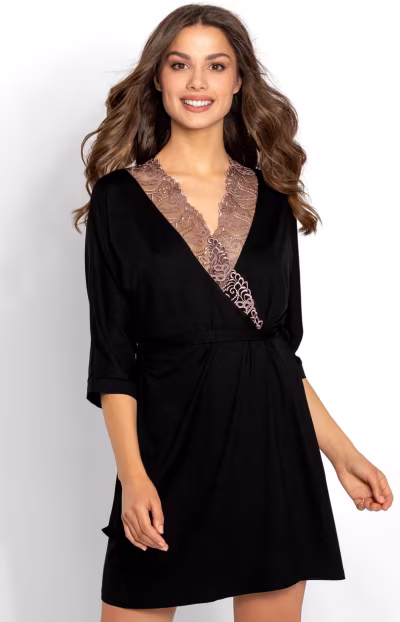 Szlafrok Damski Model Sensuella 172556 Black - Momenti Per Me — zdjęcie 3