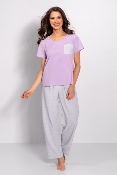 Piżama Damska Model Caroline 223854 Lila/Grey - Momenti Per Me — zdjęcie 1