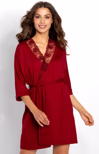 Szlafrok Damski Model Allure 223368 Wine - Momenti Per Me — zdjęcie 3