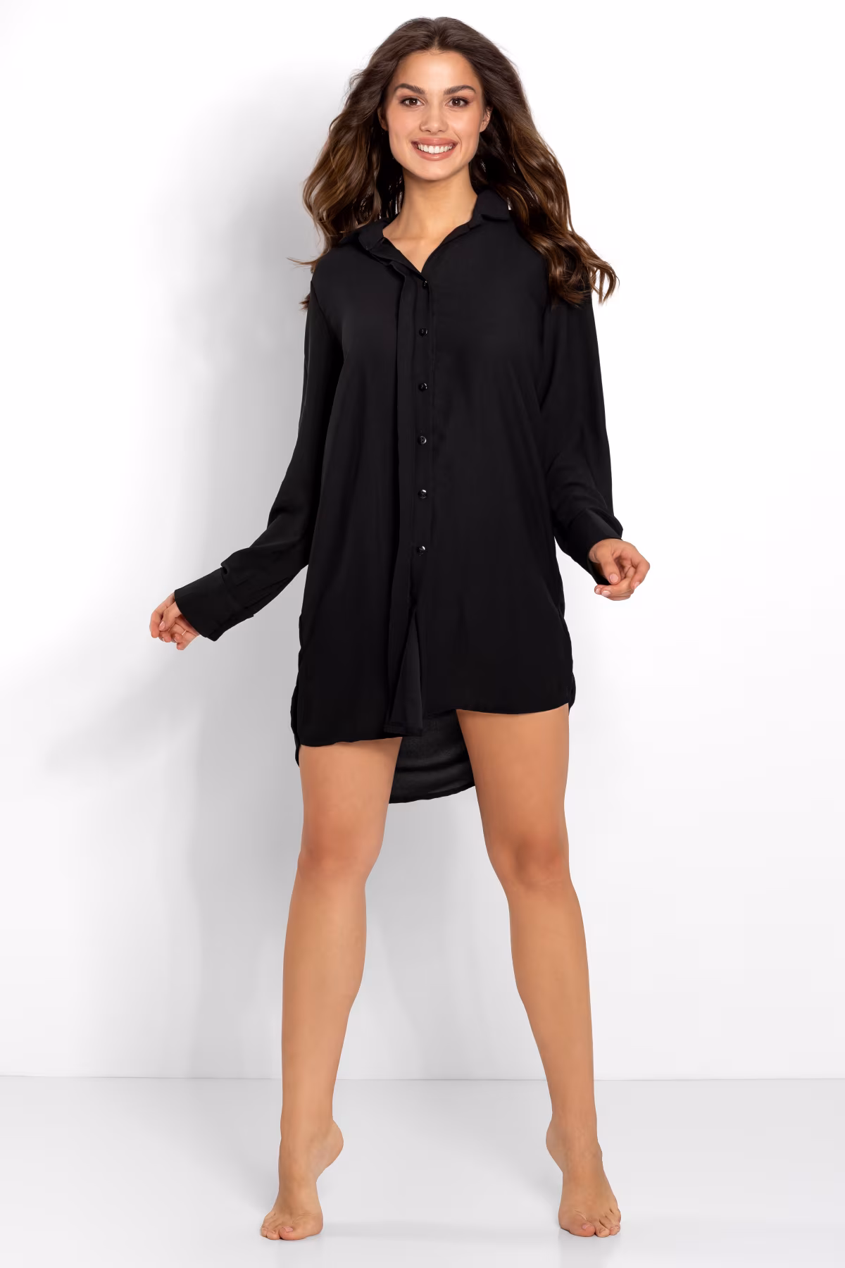 Koszulka nocna Koszula Nocna Model Bella 178898 Black - Momenti Per Me