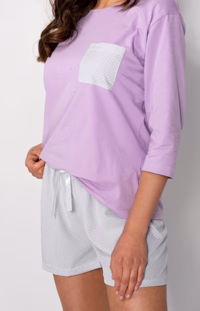 Piżama Damska Model Lily 175691 Lila/Grey - Momenti Per Me — zdjęcie 3
