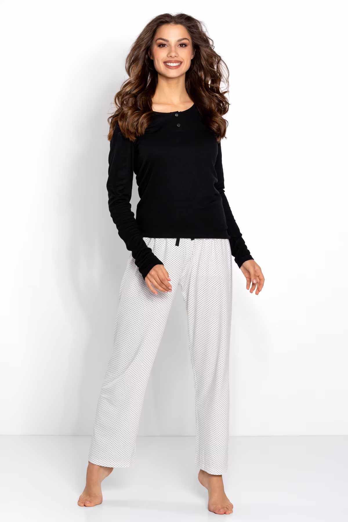 Piżama Damska Model Naomi 223401 Black/Ecru - Momenti Per Me