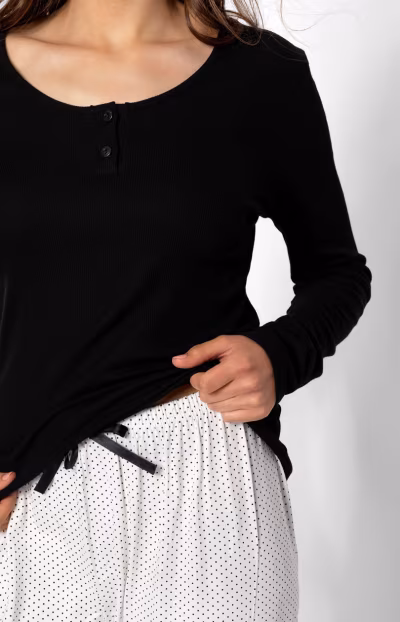 Piżama Damska Model Naomi 223401 Black/Ecru - Momenti Per Me — zdjęcie 3
