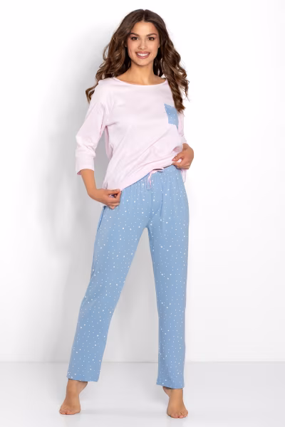 Piżama Damska Model Monique 223524 Pink/Blue - Momenti Per Me — zdjęcie 1